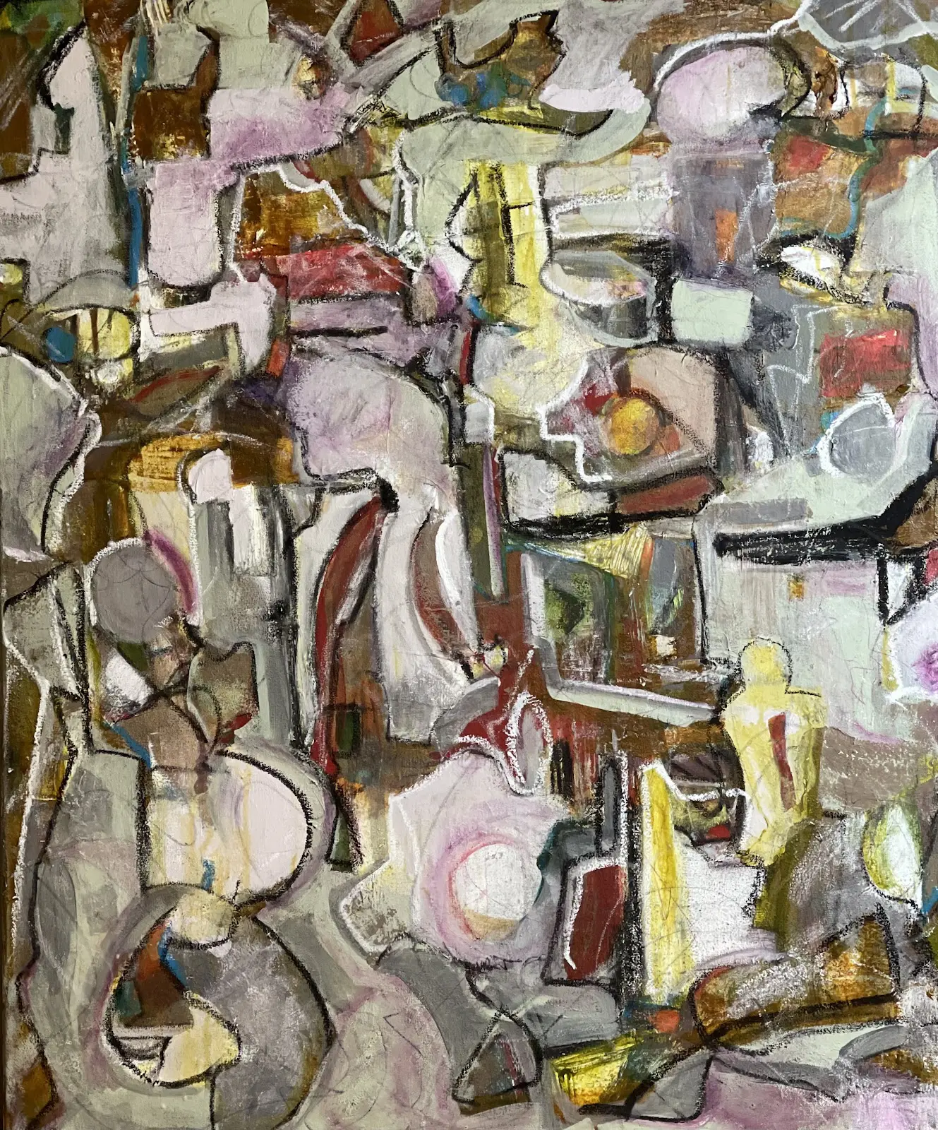 A painting of various shapes and colors in the same style.